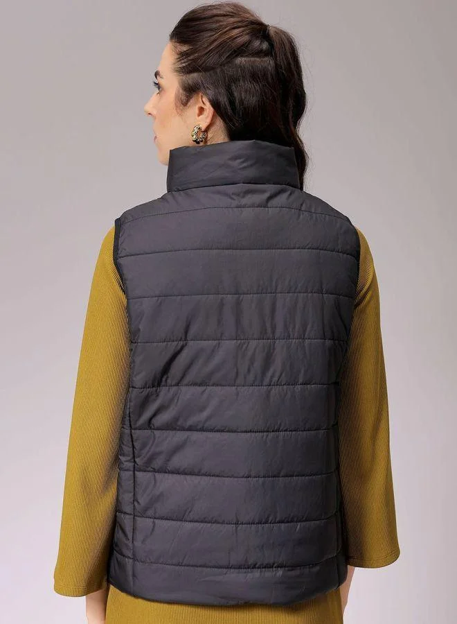 Freehand  Women Regular Fit Solid High Neck Sleeveless Quilted Jacket for Women | Best Price UAE